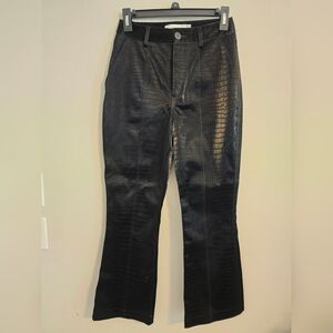 Misha Black Faux Leather Alligator Cropped Pants